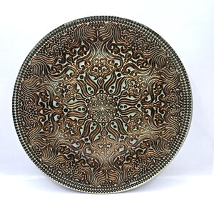 Vintage DECORATIVE ART GLASS 8.5"D  SILVER LAYER BACKING Plate Dish Turkish Art
